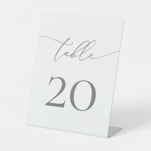 Silver Grey Minimalist Table Number Pedestal Sign