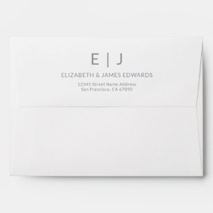 Silver Grey Modern Couple Initials Personalised  Envelope
