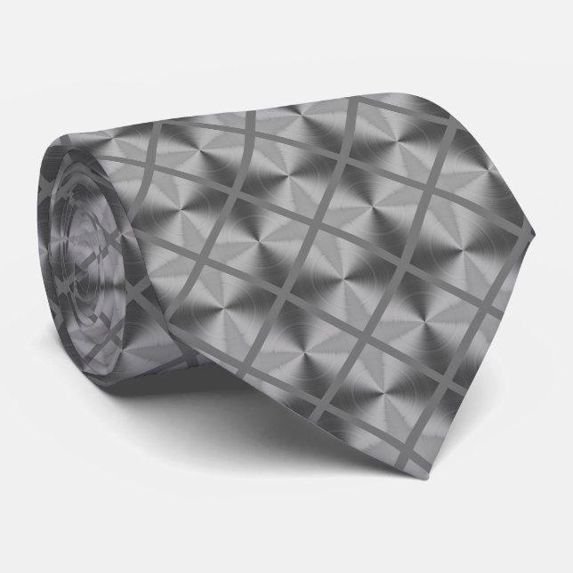 Silver Grey Modern Pattern Tie (Rolled)