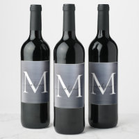 Silver Grey Monogram Girly Script Metallic Steel