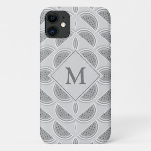 Silver Grey Monogram Watermelon iPhone 11 Case