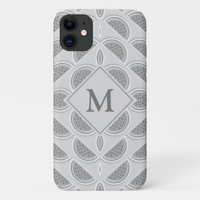 Silver Grey Monogram Watermelon Case-Mate iPhone Case (Back)