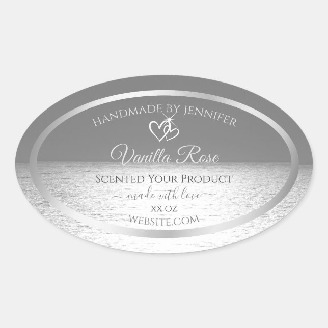 Silver Grey Ocean Sunset Product Packaging Labels (Front)