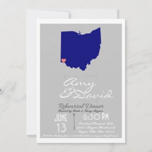 Silver Grey Ohio State Rehearsal Dinner Invitation