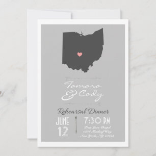 Silver Grey Ohio State Rehearsal Dinner Invitation