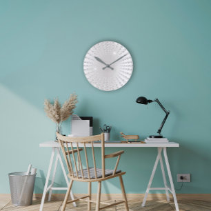 Silver Grey Ombre Gem Crystal Diamond White Round Clock