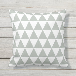 Silver Grey Outdoor Pillows - Triangles Pattern