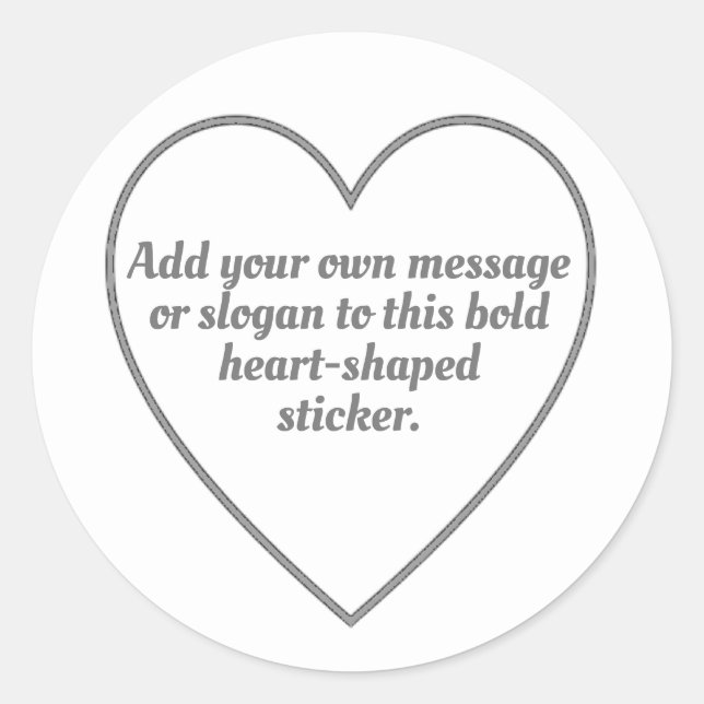 Silver Grey Outlined Hearts with Your Message Classic Round Sticker (Front)