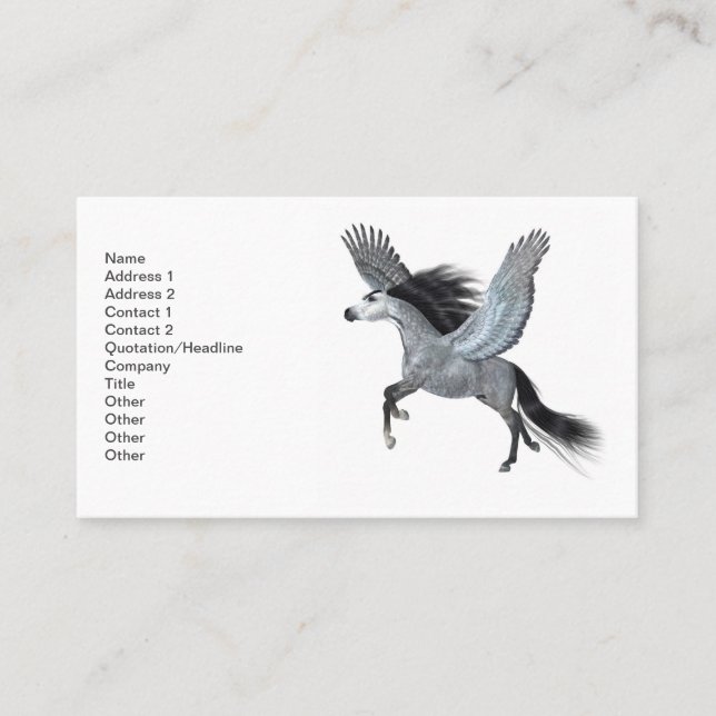 Silver Grey Pegasus Stallion Business Card (Front)