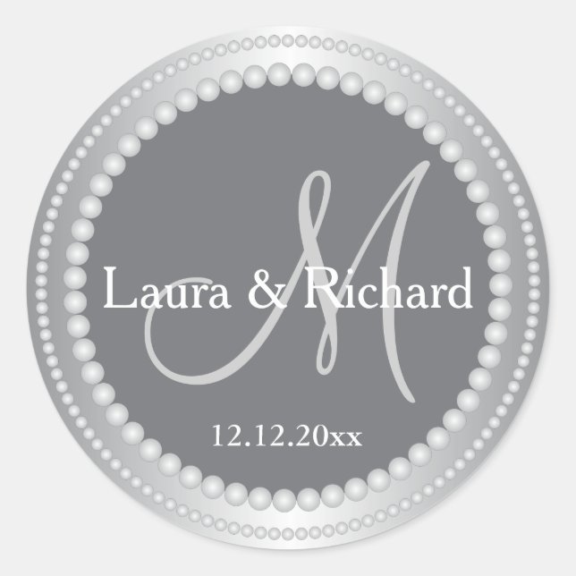 Silver Grey Personalised Wedding Monogram Seals (Front)