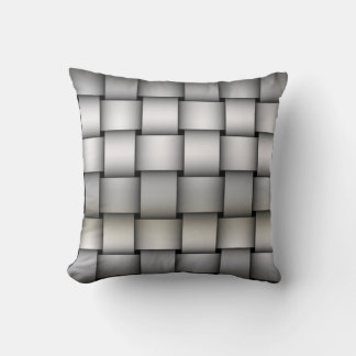 Silver Grey Plaided Effect Cushion Throw