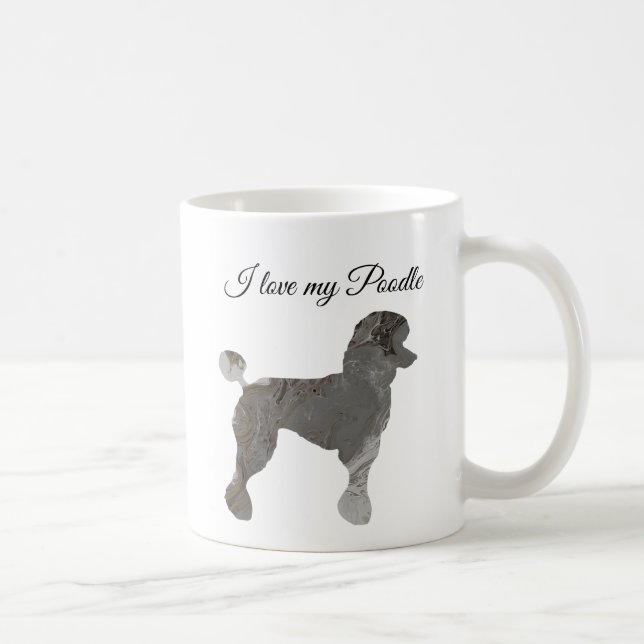 Silver Grey Poodle Love Coffee Mug Customise (Right)