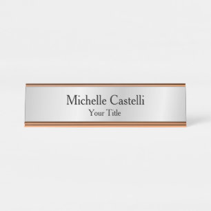 Silver Grey Professional Unique Classical Simple Desk Name Plate