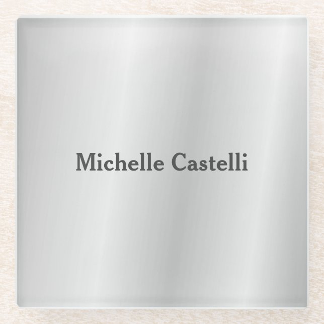 Silver Grey Professional Unique Classical Simple Glass Coaster (Front)