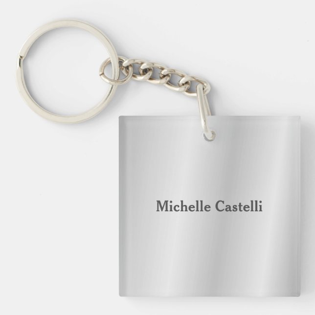 Silver Grey Professional Unique Classical Simple Key Ring (Front)