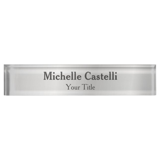 Silver Grey Professional Unique Classical Simple Nameplate (Front)