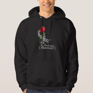 Silver Grey Ribbon Butterfly Tulip Parkinson's Awa Hoodie