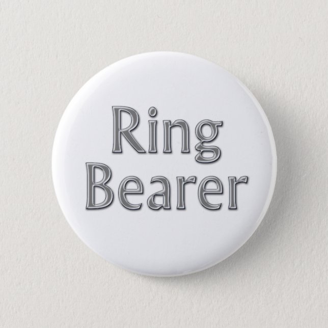 Silver Grey Ring Bearer Wedding Button (Front)