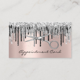 Silver Grey Rose Scissor Har Salon Stylist Drips Appointment Card