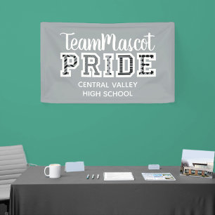 Silver Grey School Pride Mascot Name Banner