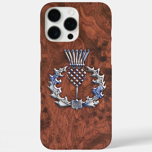 Silver Grey Scottish Thistle Decor on a Case-Mate iPhone Case (Back)