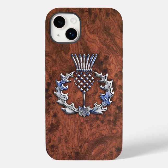Silver Grey Scottish Thistle Decor on a Case-Mate iPhone Case (Back)