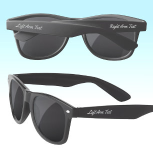 Silver Grey Script Font Personalised Black Sunglasses