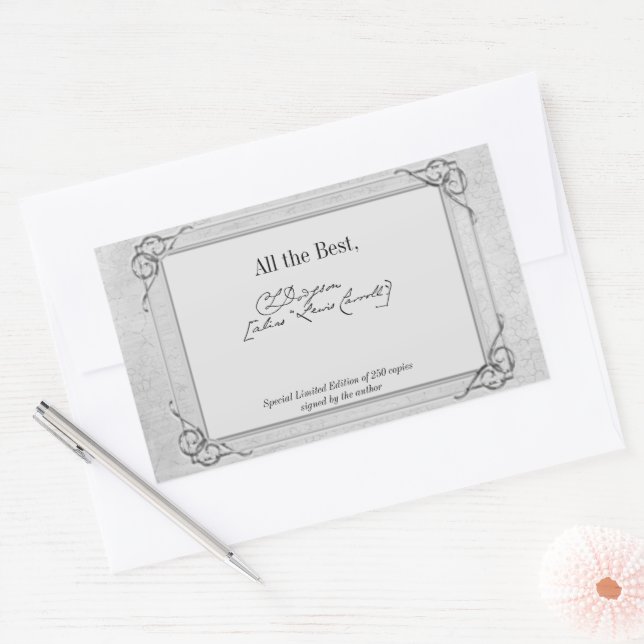 Silver Grey Signature Author BookPlate Template Rectangular Sticker (Envelope)