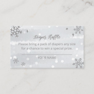 Silver Grey Snowflakes Baby Shower Diaper Raffle Enclosure Card