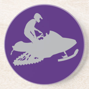 Silver Grey Snowmobiler Coaster