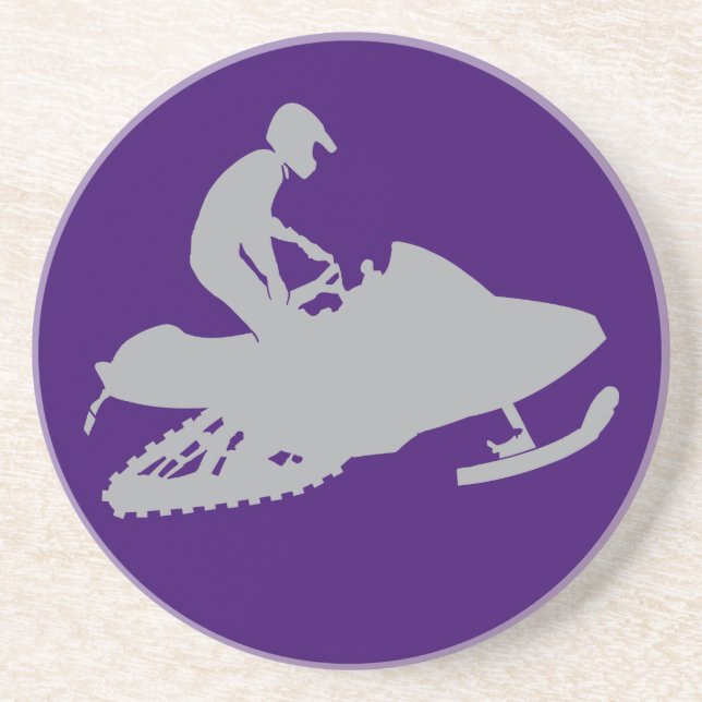 Silver Grey Snowmobiler Coaster (Front)