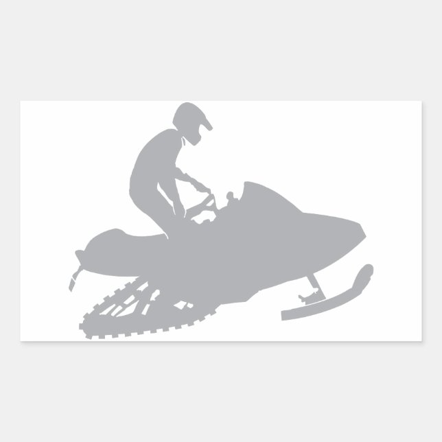 Silver Grey Snowmobiler Rectangular Sticker (Front)