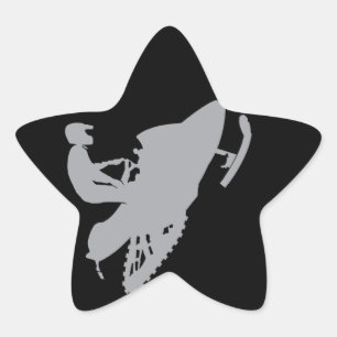 Silver Grey Snowmobiler Star Sticker