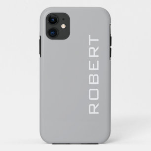 Silver Grey Solid Colour   Minimalist Name iPhone 11 Case