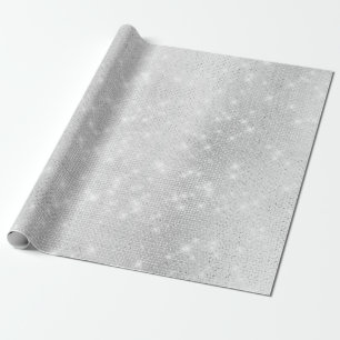 Silver Grey Sparkly Monochromatic Urban Light Whit Wrapping Paper