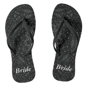 Silver Grey Specks Black Kaleidoscope Bride Thongs