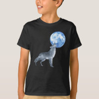 Silver Grey Spirit Wolf Howling at Blue Moon