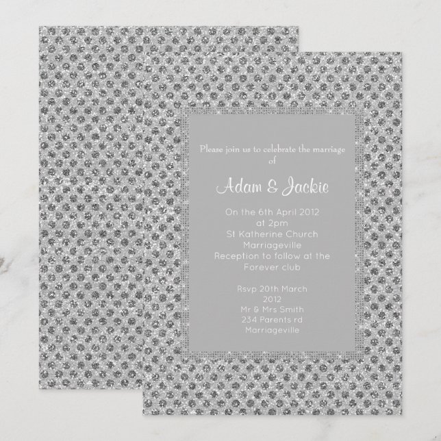 Silver Grey SPOT ELEGANT WEDDING Invitation (Front/Back)