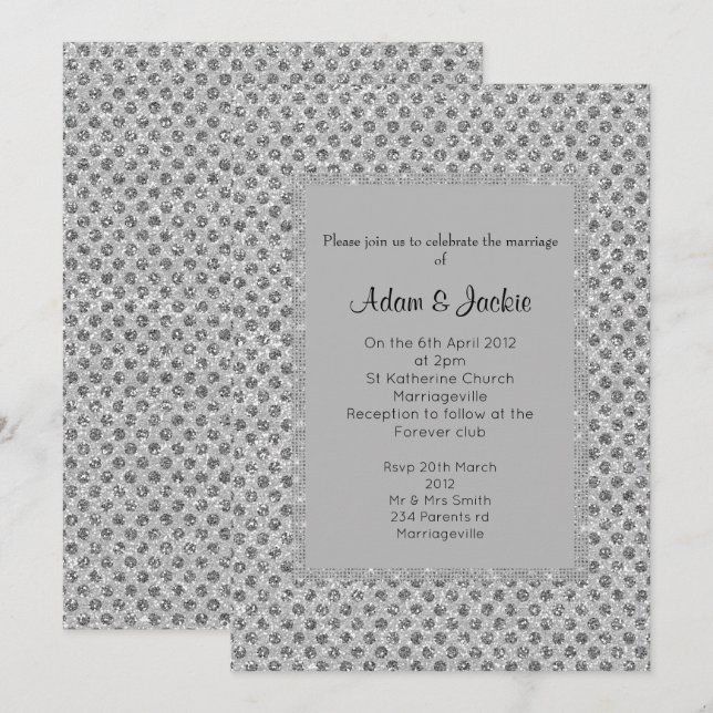 Silver Grey SPOT ELEGANT WEDDING Invitation (Front/Back)