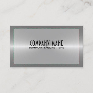 Silver Grey Stainless Steel GREEN Blue Accents Business Card