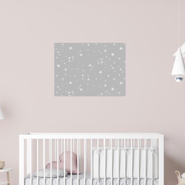 Silver Grey Starlight Pattern Poster (Nursery 2)