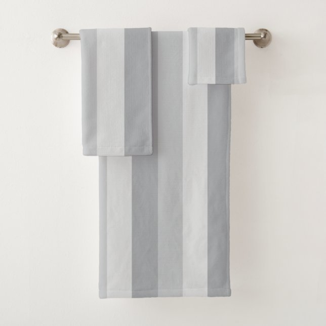 Silver Grey Striped Bath Towel Set (Insitu)