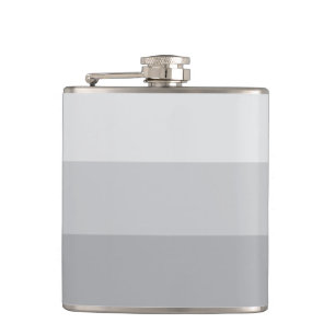 Silver Grey Striped Hip Flask