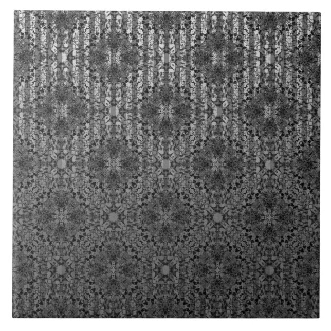 Silver Grey Striped Hollywood Regency Pattern Ceramic Tile (Front)