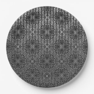 Silver Grey Striped Hollywood Regency Pattern Paper Plate