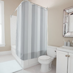 Silver Grey Striped Shower Curtain
