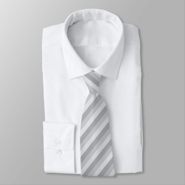 Silver Grey Striped Tie (Tied)