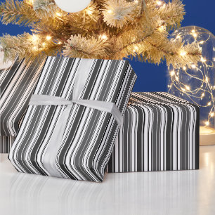 Silver Grey Striped Wrapping Paper