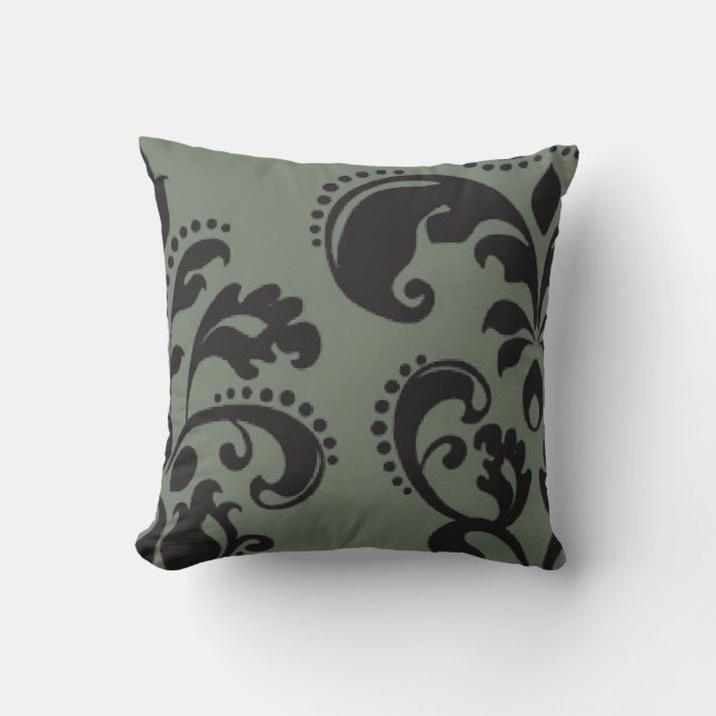 Silver Grey Swirl Decorative Pillow (Front)