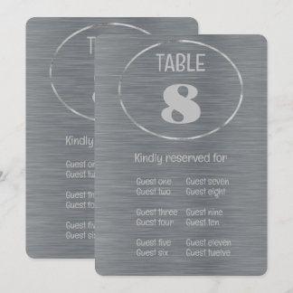 Silver Grey  Table Number and Place Card 